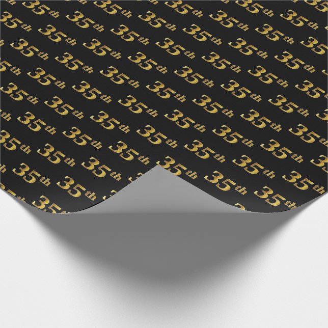 Papel De Presente Preto, Faux Dourado 35º (Trinta e Cinco) Evento (Ponta)