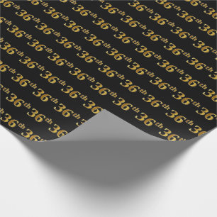 Papel De Presente Preto, Faux Dourado 36º (36º) Evento
