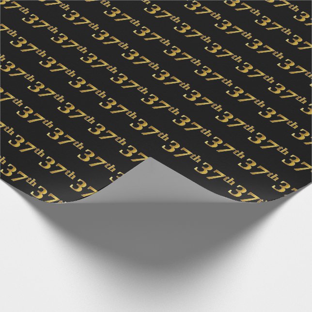 Papel De Presente Preto, Faux Dourado 37º (37º) (Ponta)