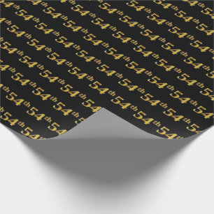 Papel De Presente Preto, Faux Dourado 54º (54º) Evento