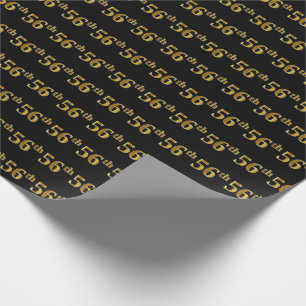 Papel De Presente Preto, Faux Dourado 56º (56º) Evento