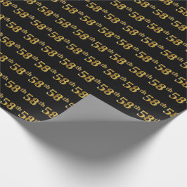 Papel De Presente Preto, Faux Dourado 58º (58º) Evento