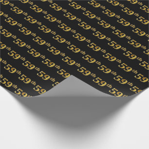 Papel De Presente Preto, Faux Dourado 59º (59º) Evento
