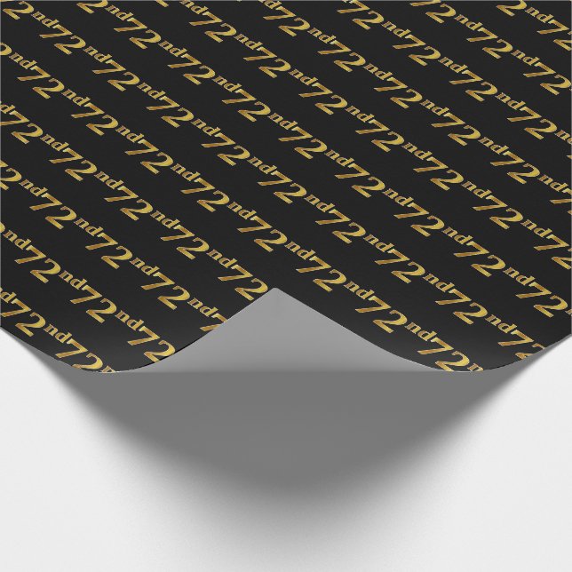 Papel De Presente Preto, Faux Dourado 72º (72º) (Ponta)