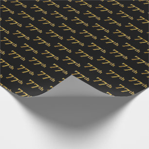 Papel De Presente Preto, Faux Dourado 77.º (77.º)
