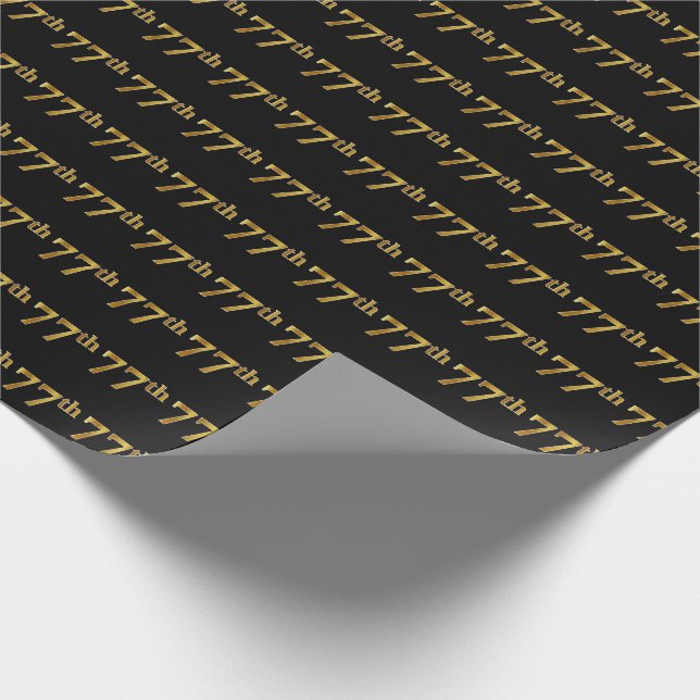 Papel De Presente Preto, Faux Dourado 77.º (77.º) (Ponta)