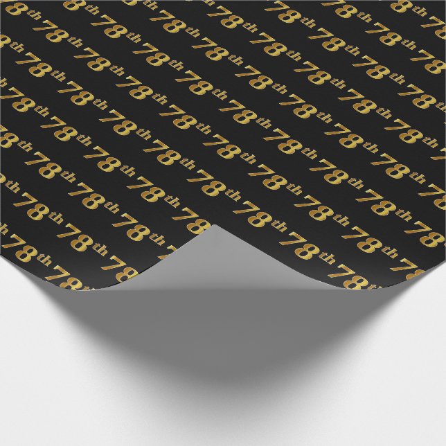 Papel De Presente Preto, Faux Dourado 78º (78º) (Ponta)
