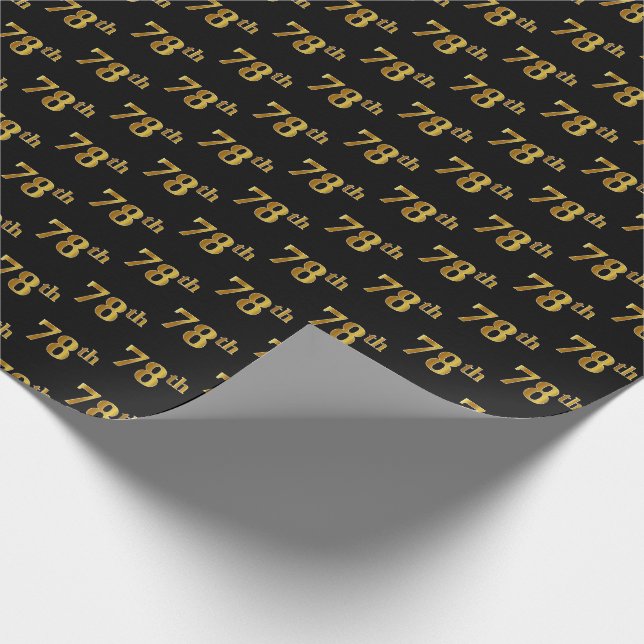 Papel De Presente Preto, Faux Dourado 78º (78º) (Ponta)