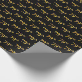 Papel De Presente Preto, Faux Dourado 79º (setenta e nove) Evento