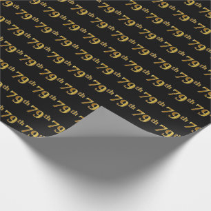 Papel De Presente Preto, Faux Dourado 79º (setenta e nove) Evento
