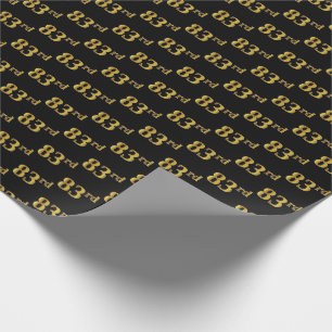 Papel De Presente Preto, Faux Dourado 83º (oitenta e três) Evento