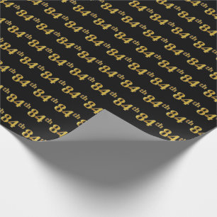 Papel De Presente Preto, Faux Dourado 84º (oitenta e quatro) Evento