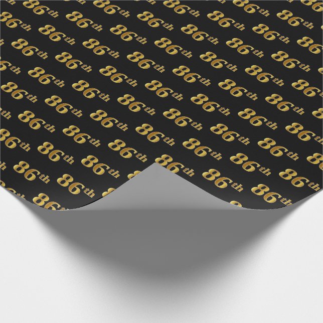 Papel De Presente Preto, Faux Dourado 86º (oitenta e seis) Evento (Ponta)