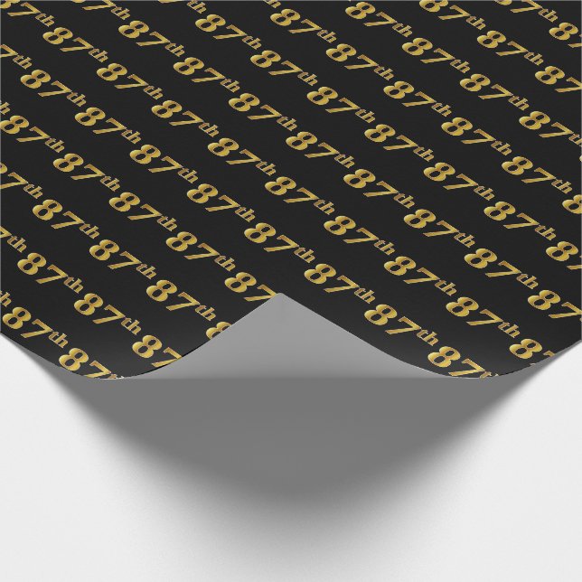 Papel De Presente Preto, Faux Dourado 87º (oitenta e sete) Evento (Ponta)
