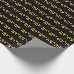 Papel De Presente Preto, Faux Dourado 89º (oitenta e nove) Evento