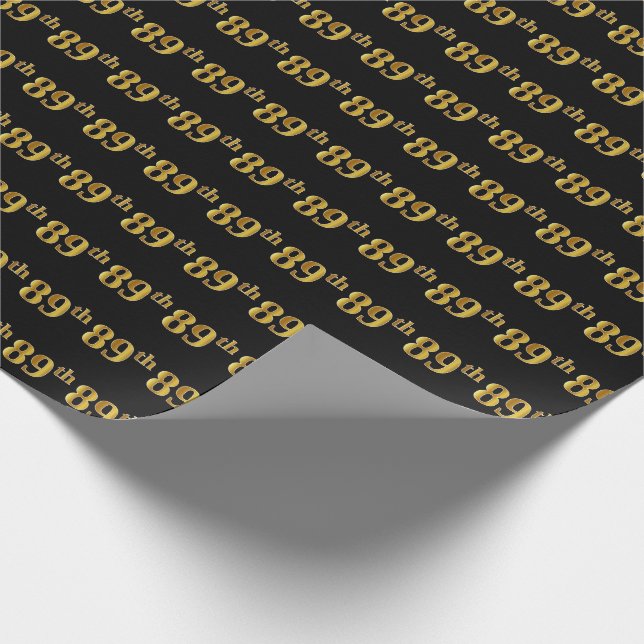 Papel De Presente Preto, Faux Dourado 89º (oitenta e nove) Evento (Ponta)