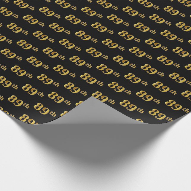 Papel De Presente Preto, Faux Dourado 89º (oitenta e nove) Evento (Ponta)