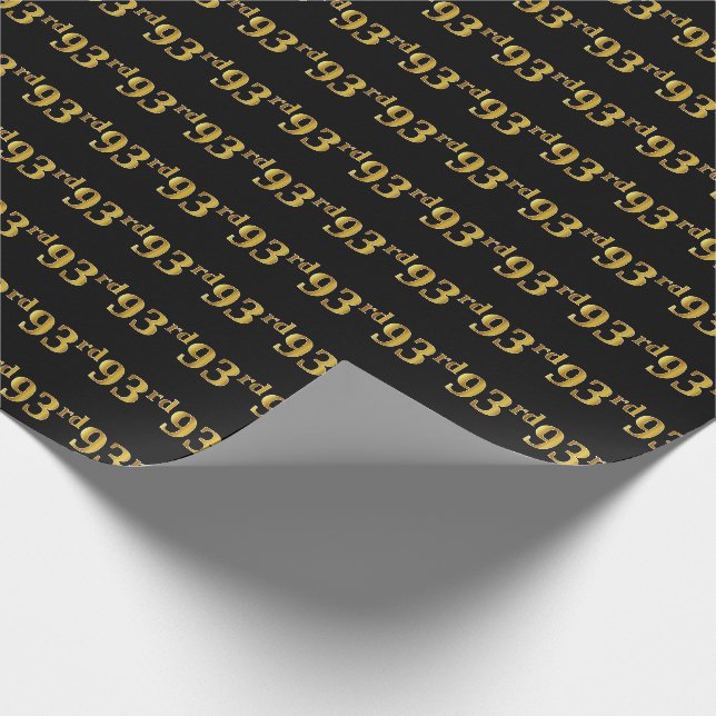 Papel De Presente Preto, Faux Dourado 93º (93º) Evento (Ponta)