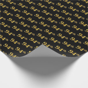 Papel De Presente Preto, Faux Dourado 94º (94º) Evento