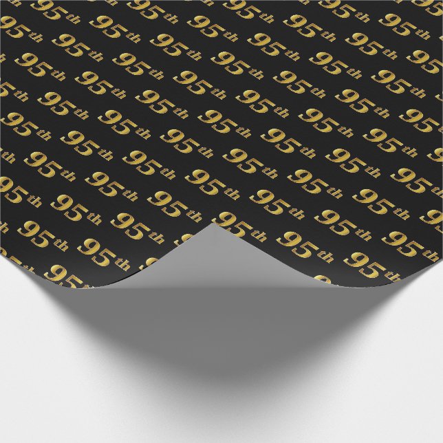 Papel De Presente Preto, Faux Dourado 95º (95º) Evento (Ponta)