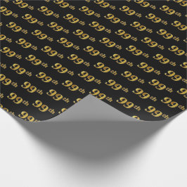 Papel De Presente Preto, Faux Dourado 99º (99º) Evento