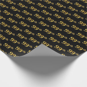 Papel De Presente Preto, Faux Dourado 99º (99º) Evento