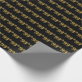 Papel De Presente Preto, Faux Dourado 99º (99º) Evento