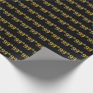 Papel De Presente Preto, Faux Dourado 99º (99º) Evento