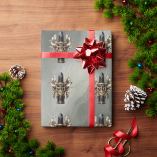 Papel De Presente Preto Gótico e Batom Dourado
