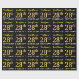 Papel De Presente Preto, Imitação Dourada "28 ANOS"