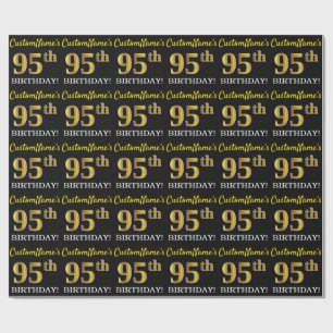Papel De Presente Preto, Imitação Dourada "95º ANIVERSÁRIO"