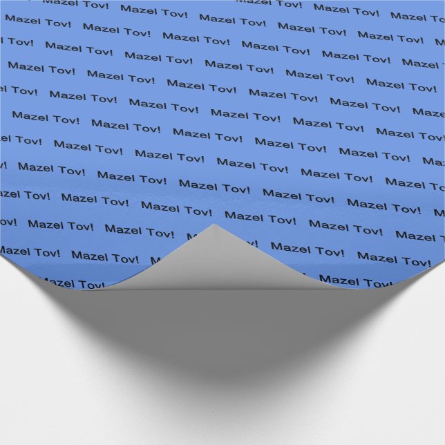 Papel De Presente Preto Mazel Tov! (Parabéns)/Azul Centáurea (Ponta)