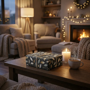 Papel De Presente Preto minimalista com Design brilhante Dourado e p