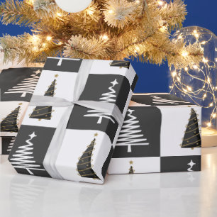 Papel De Presente Preto Moderno e Branco