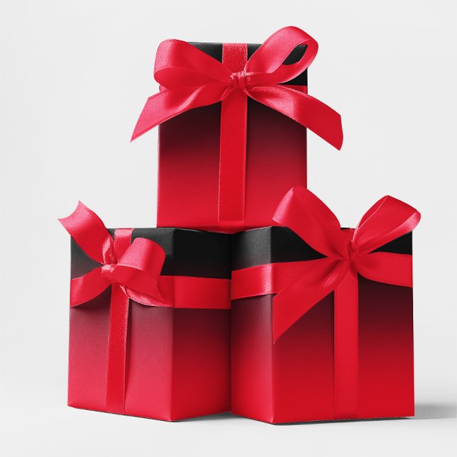 Papel De Presente Preto Moderno e Vermelho Ombre (Black and Red Ombre Wrapping Paper)