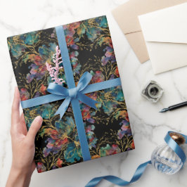 Papel De Presente Preto Moderno Multicolorido com Brilho Falso