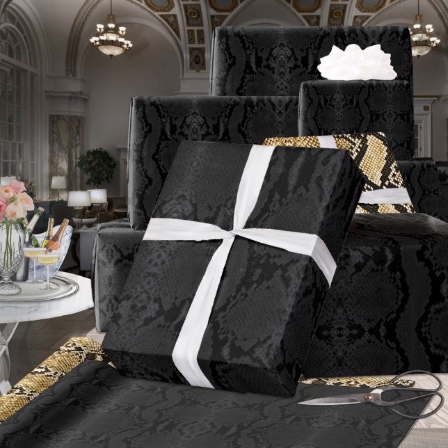 Papel De Presente Preto no Constrino da Boa Exótica Preto Snakeskin (Criador carregado)