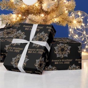 Papel De Presente Preto prateado Dourado Natal Personalizado
