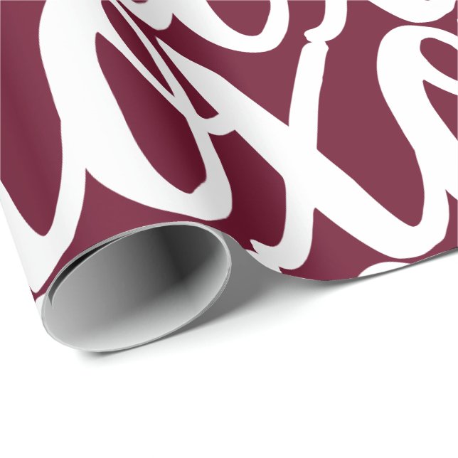 Papel De Presente Preto Rosa Vermelho Branco Padrão (Ponta do rolo)