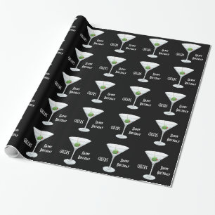 Papel De Presente Preto verde-oliva de vidro do cocktail de Martini