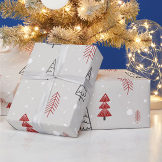 Papel De Presente preto vermelho Árvore geométrica de Natal simples