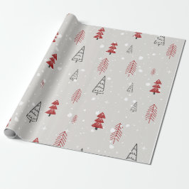 Papel De Presente preto vermelho Árvore geométrica de Natal simples 