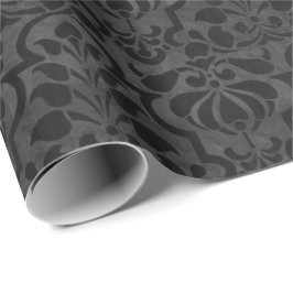 Papel De Presente Preto Vintage Vitoriano Damask Sem Olho Padrão