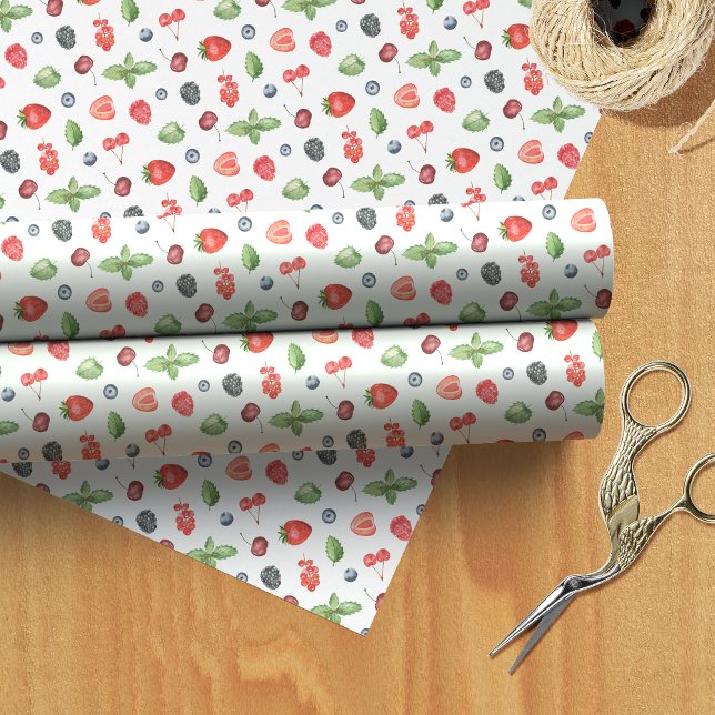 Papel De Presente Pretty Watercolor Berry Pattern (Criador carregado)