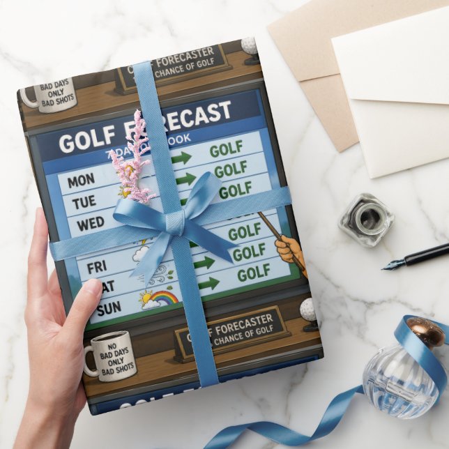 Papel De Presente Previsão de Golfe Dito engraçado para golfista (Presentear)