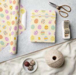 Papel De Presente Primavera Amarelo de padrão de ovos de Páscoa de P