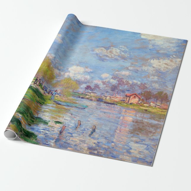 Papel De Presente Primavera Claude Monet pelo Sena (Desenrolado)