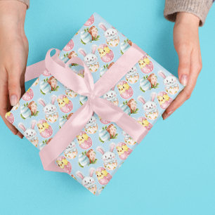 Papel De Presente Primavera de Coelhinho e Pintinho de Ovos de Pásco