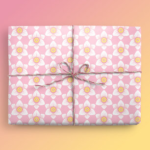 Papel De Presente Primavera de Daffodilo Rosa