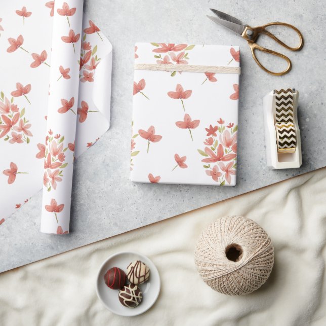 Papel De Presente Primavera de Jardim de Água Fresco pintado à mão (Artesanato)